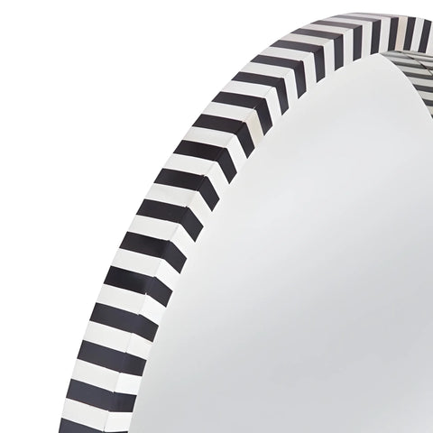 Close-up of a black and white striped paper plate on a white background