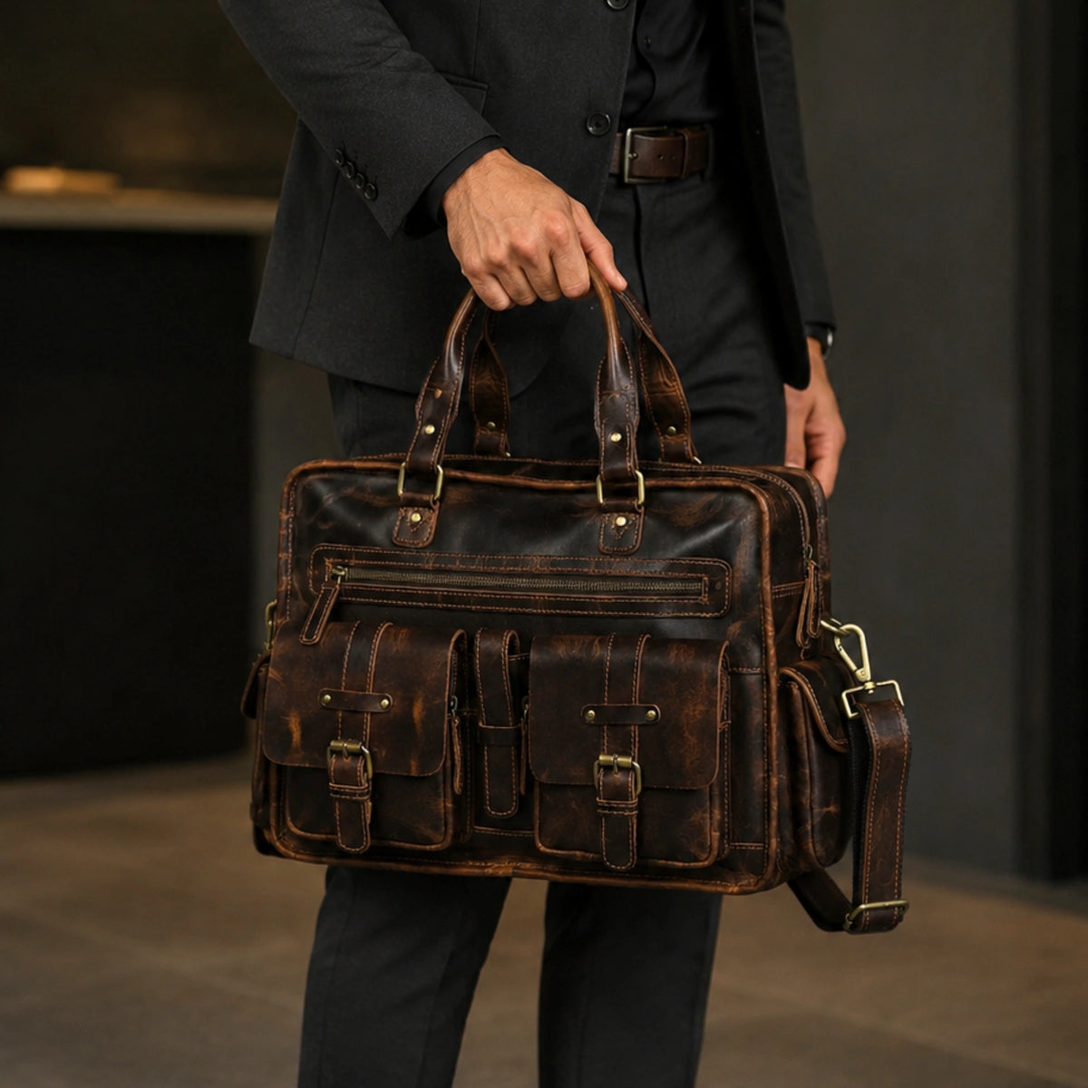 Nolan Buffalo Leather Briefcase