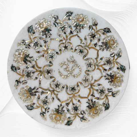 Om Medallion Flower Abalone Yellow MOP  2