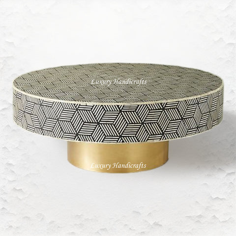Optical Bone Inlay Coffee Table Black