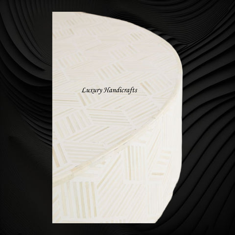 Optical Bone Inlay Coffee Table White
