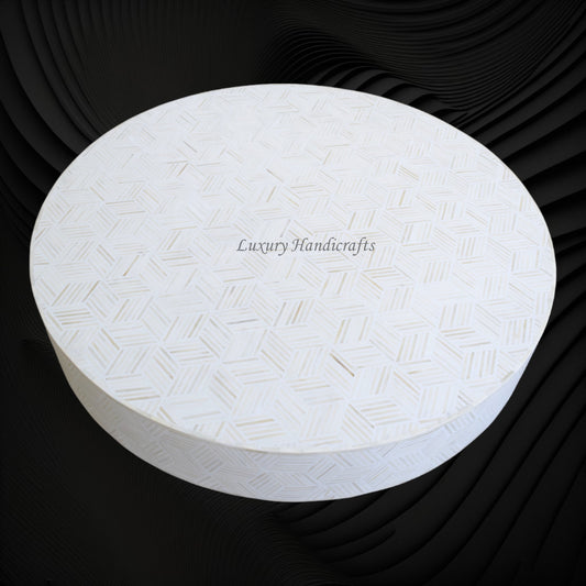 Optical Bone Inlay Coffee Table White