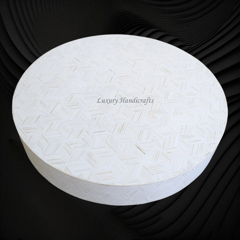 Optical Bone Inlay Coffee Table White