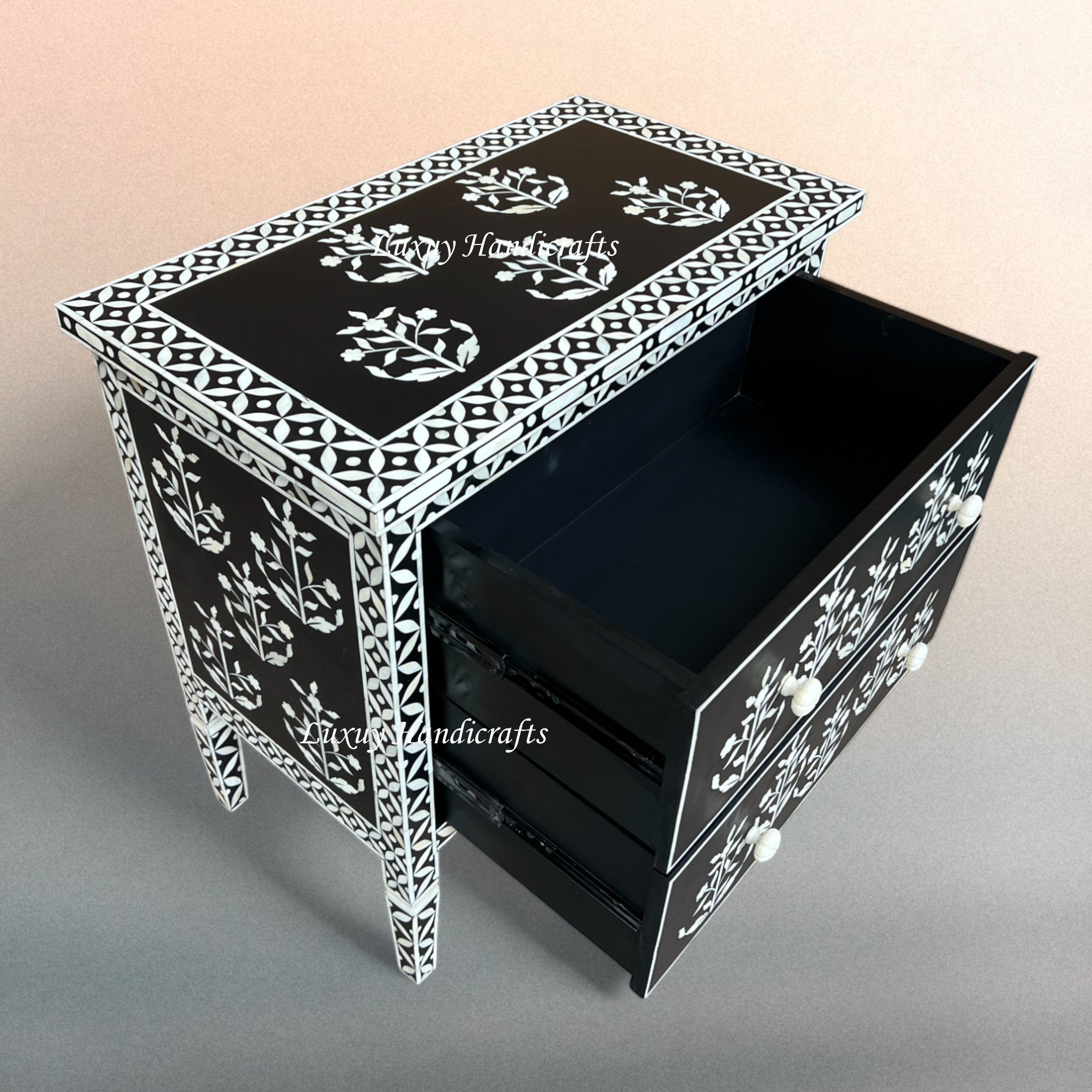 Paisley Inlay Paisley Bone Inlay Dresser Black – Luxury Handicrafts