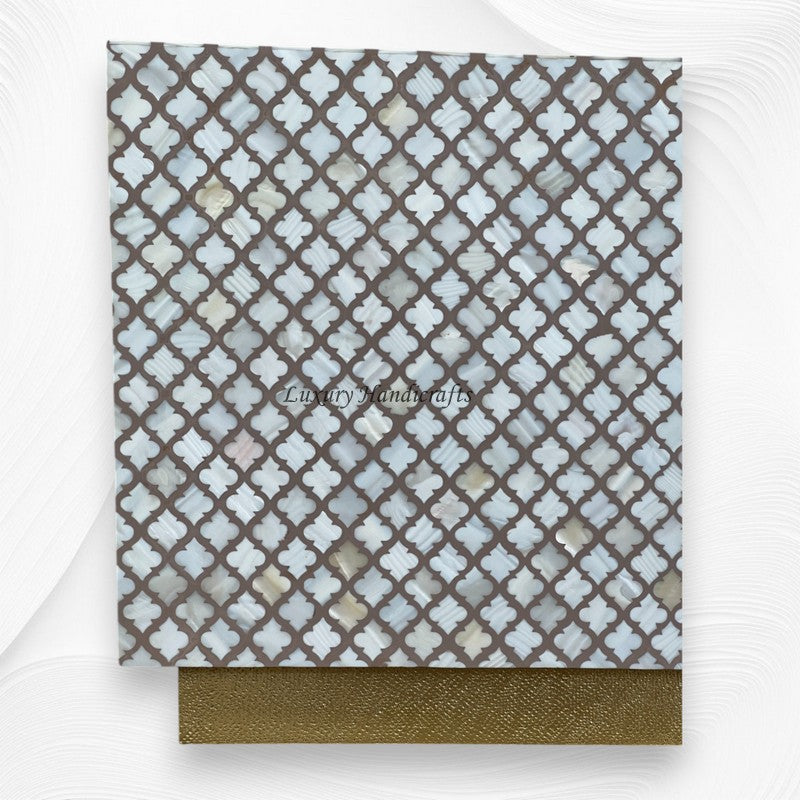 Quatrefoil Mother Of Pearl Inlay Coffee Table Brass Milk Chocolate 4