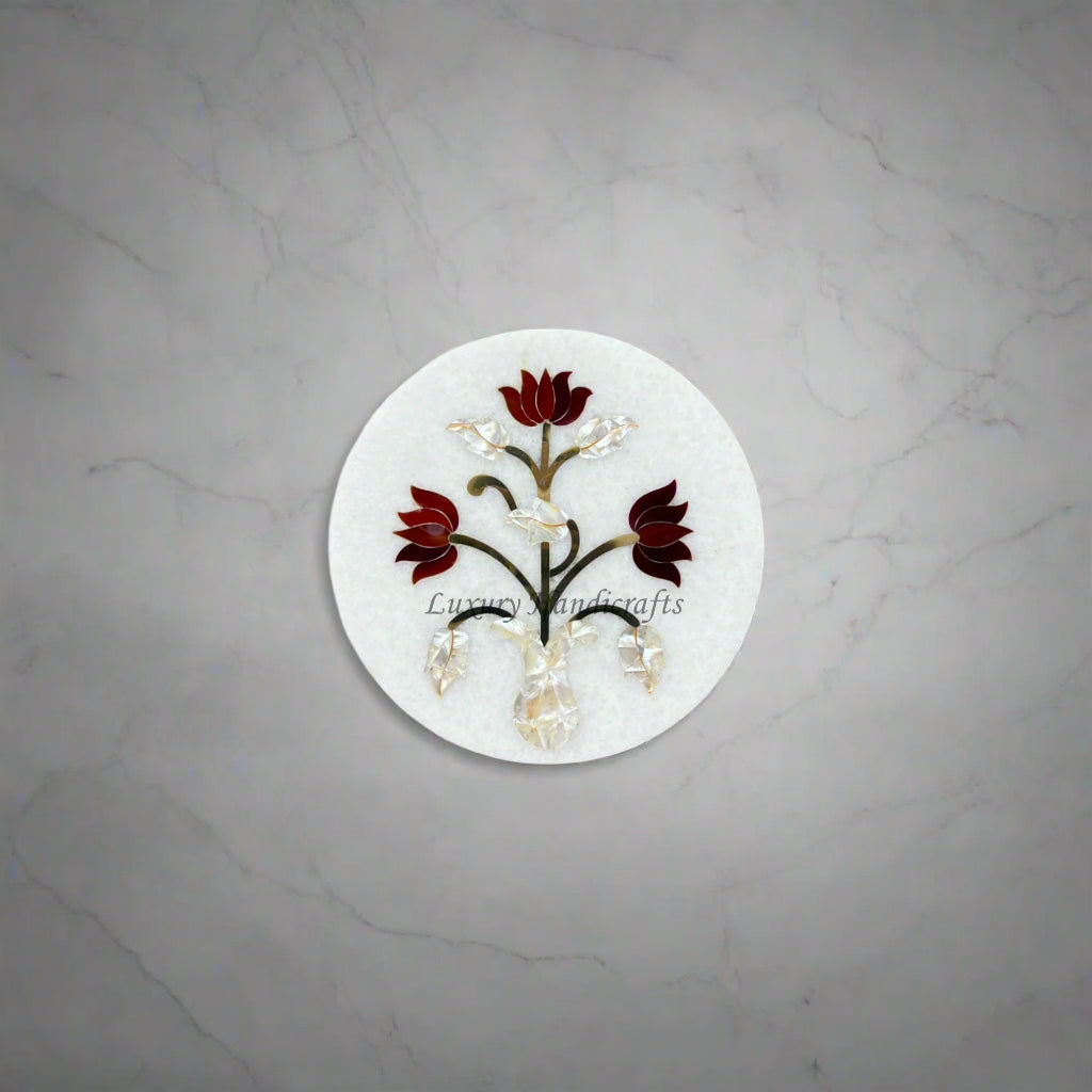 Red Carnelian Lotus Table Top Round 1