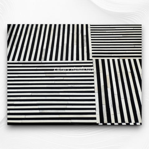 Roy Stripe Bone Inlay Tray Square Black 4