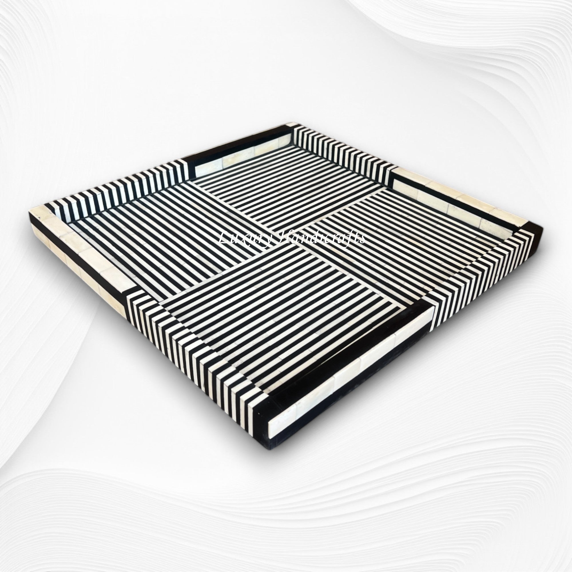 Roy Stripe Bone Inlay Tray Square Black 5