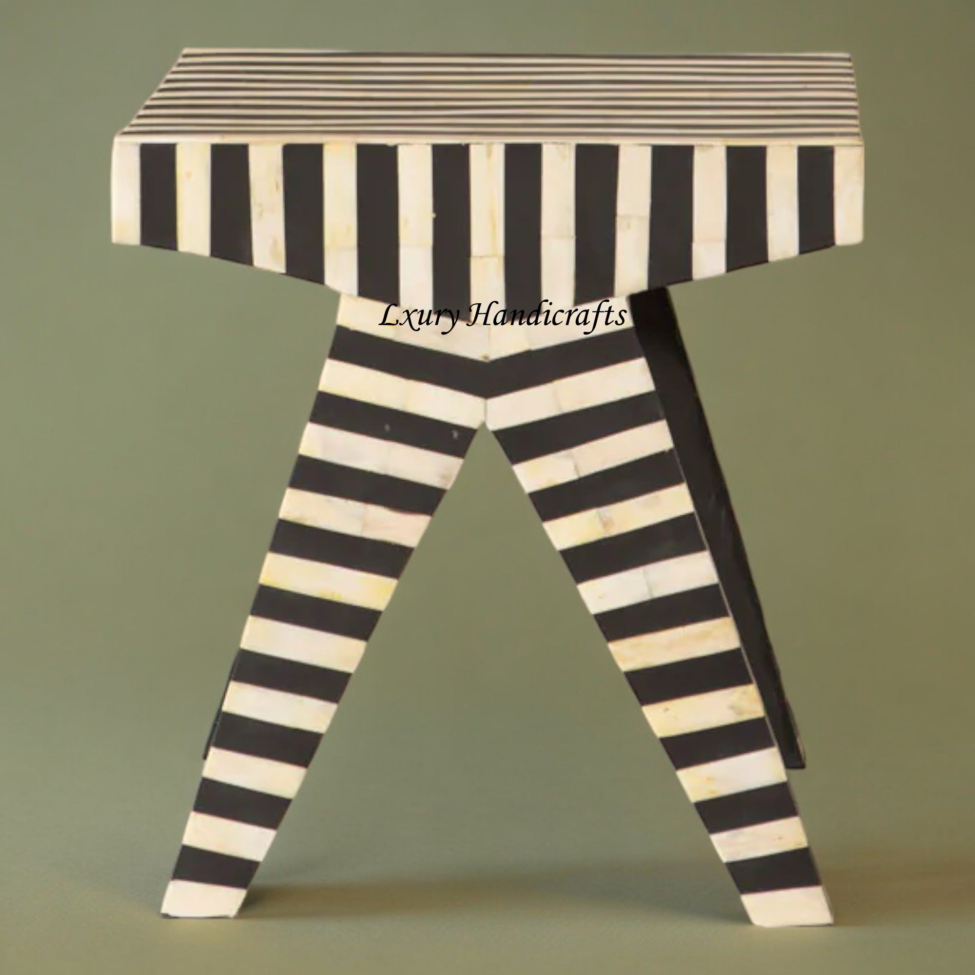Rue Bone Inlay Stripe Side Table Black 1