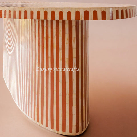 Rue Bone Inlay Oval Dining Table Orange 5