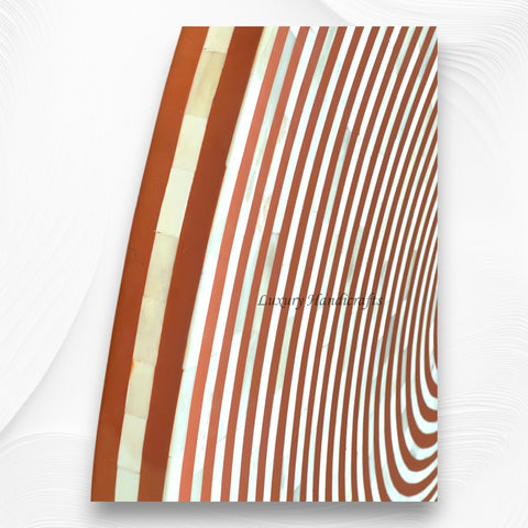Rue Bone Inlay Table Top Round Orange