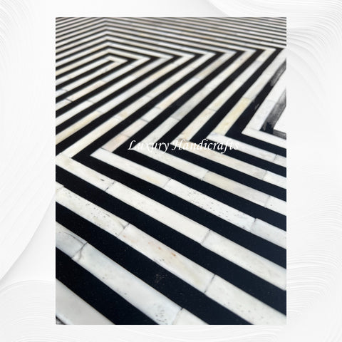 Stripe Bone Inlay Coffee Table Black
