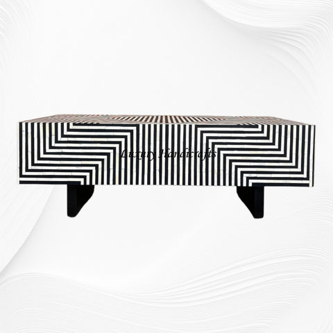 Stripe Bone Inlay Coffee Table Black