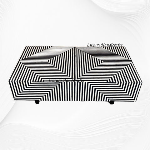 Stripe Bone Inlay Coffee Table Black