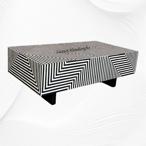 Stripe Bone Inlay Coffee Table Black