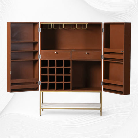 Scroll Vine Bone Inlay Bar Cabinet Blue 6