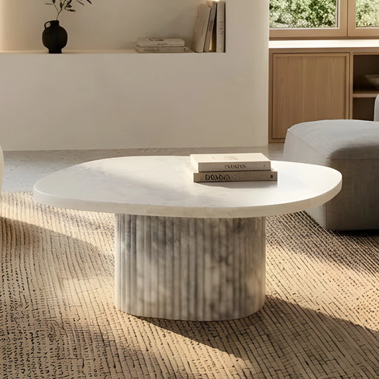 Soft Square marble coffee table in a modern living room setting