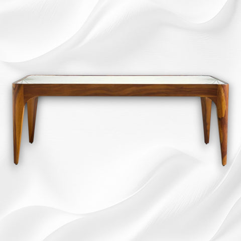 Starburst Marble Brass Inlay Rectangular Coffee Table White 4