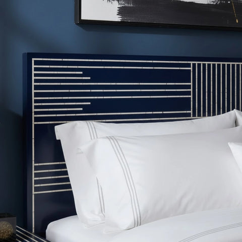 Strip Bone Inlay Bed Dark Blue