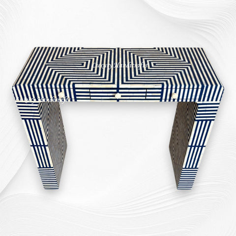 Savi Stripe Bone Inlay Console Blue
