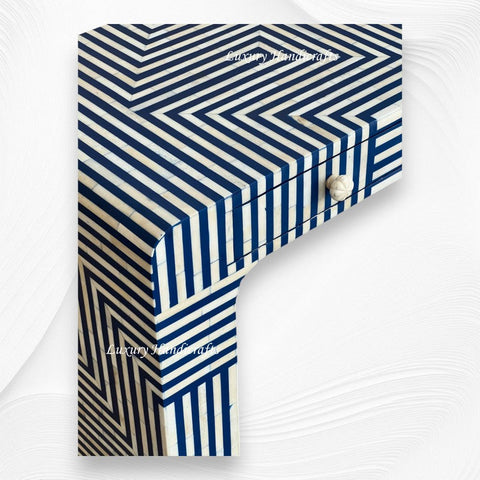 Savi Stripe Bone Inlay Console Blue