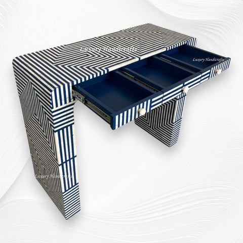 Savi Stripe Bone Inlay Console Blue