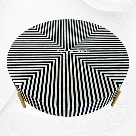 Stripe MOP Inlay Coffee Table Black Gold  2