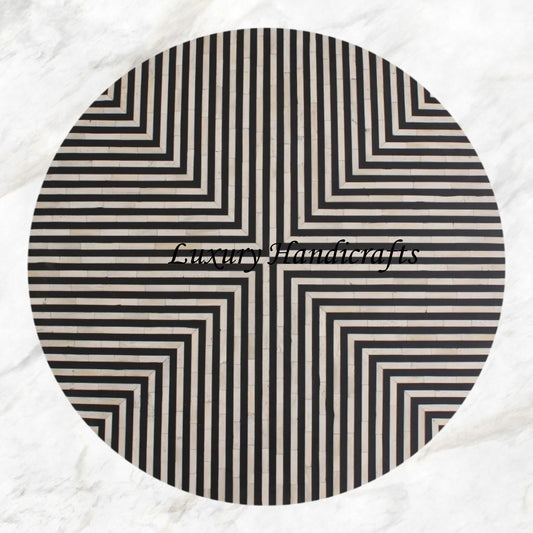 Stripe Bone Inlay Coffee Table Black
