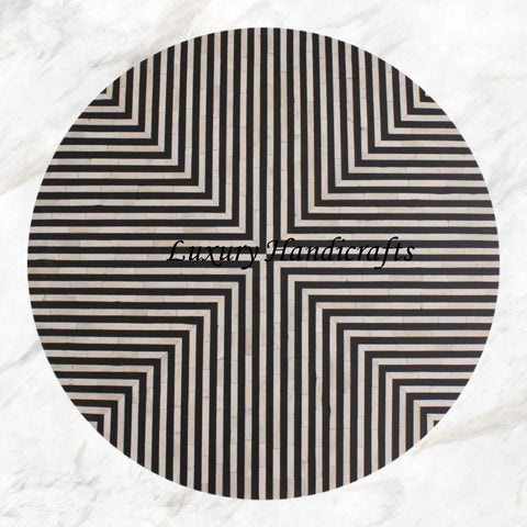 Stripe Bone Inlay Coffee Table Black