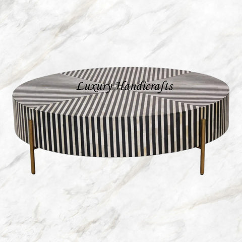 Stripe Bone Inlay Coffee Table Black