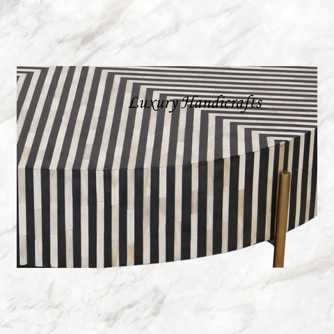 Stripe Bone Inlay Coffee Table Black