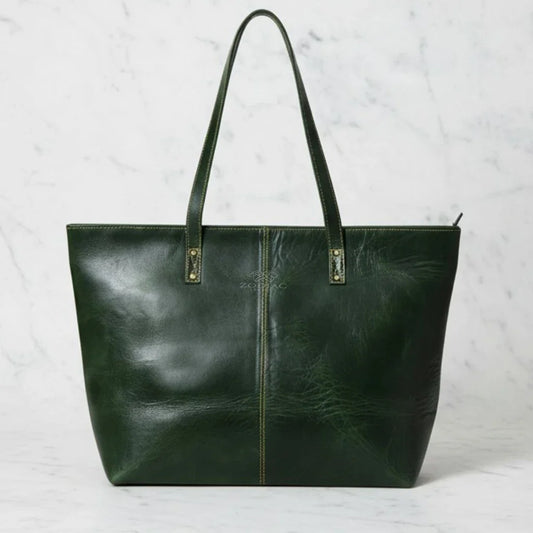 Stylish Jimmy Genuine Leather Tote Handbag Green
