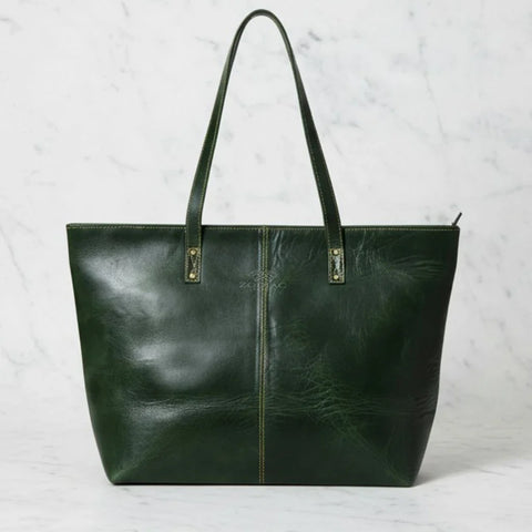 Stylish Jimmy Genuine Leather Tote Handbag Green