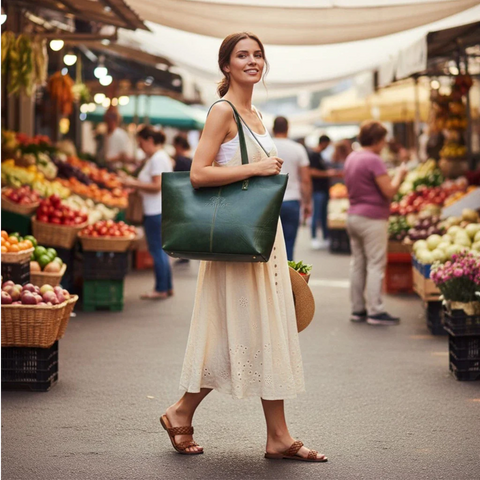 Stylish Jimmy Genuine Leather Tote Handbag Green