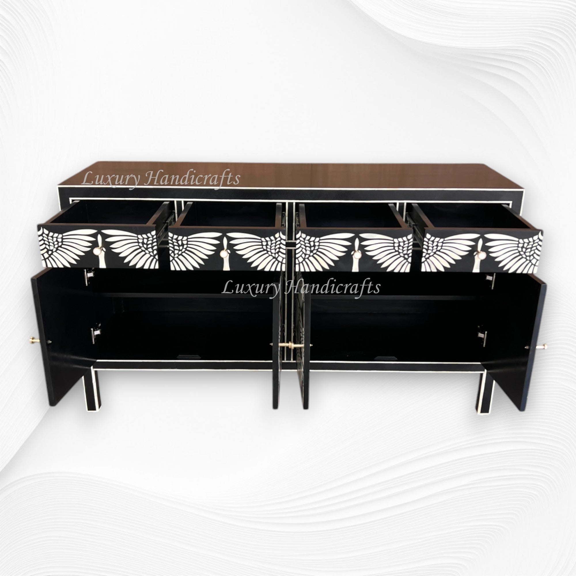 Swan Bone Inlay Sideboard Black 3