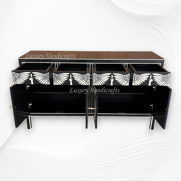 Swan Bone Inlay Sideboard Black 3