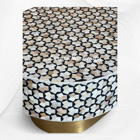 Small Targua Mother of Pearl Inlay Center Table Oval Black 3