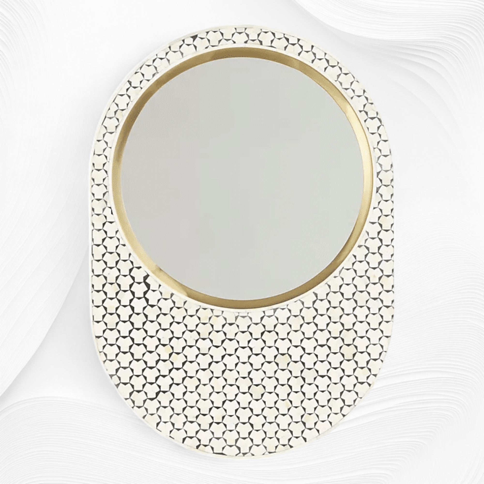 Targua Bone Inlay Oval Mirror Black