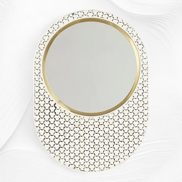 Targua Bone Inlay Oval Mirror Black