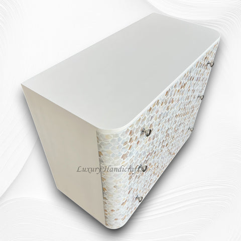 Targua MOP Inlay 3 Drawer Chest White Metal 2