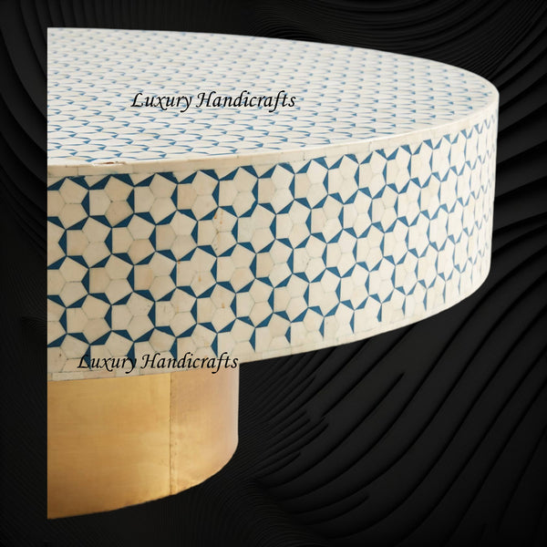Targua Bone Inlay Coffee Table Teal Green