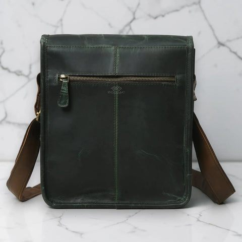 The Classic Green with Brown Accent Crossbody Messenger Bag