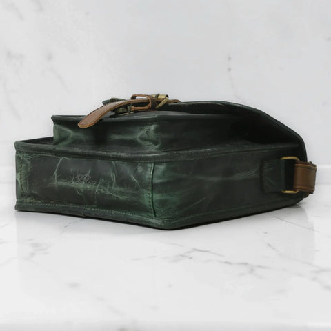 The Classic Green with Brown Accent Crossbody Messenger Bag
