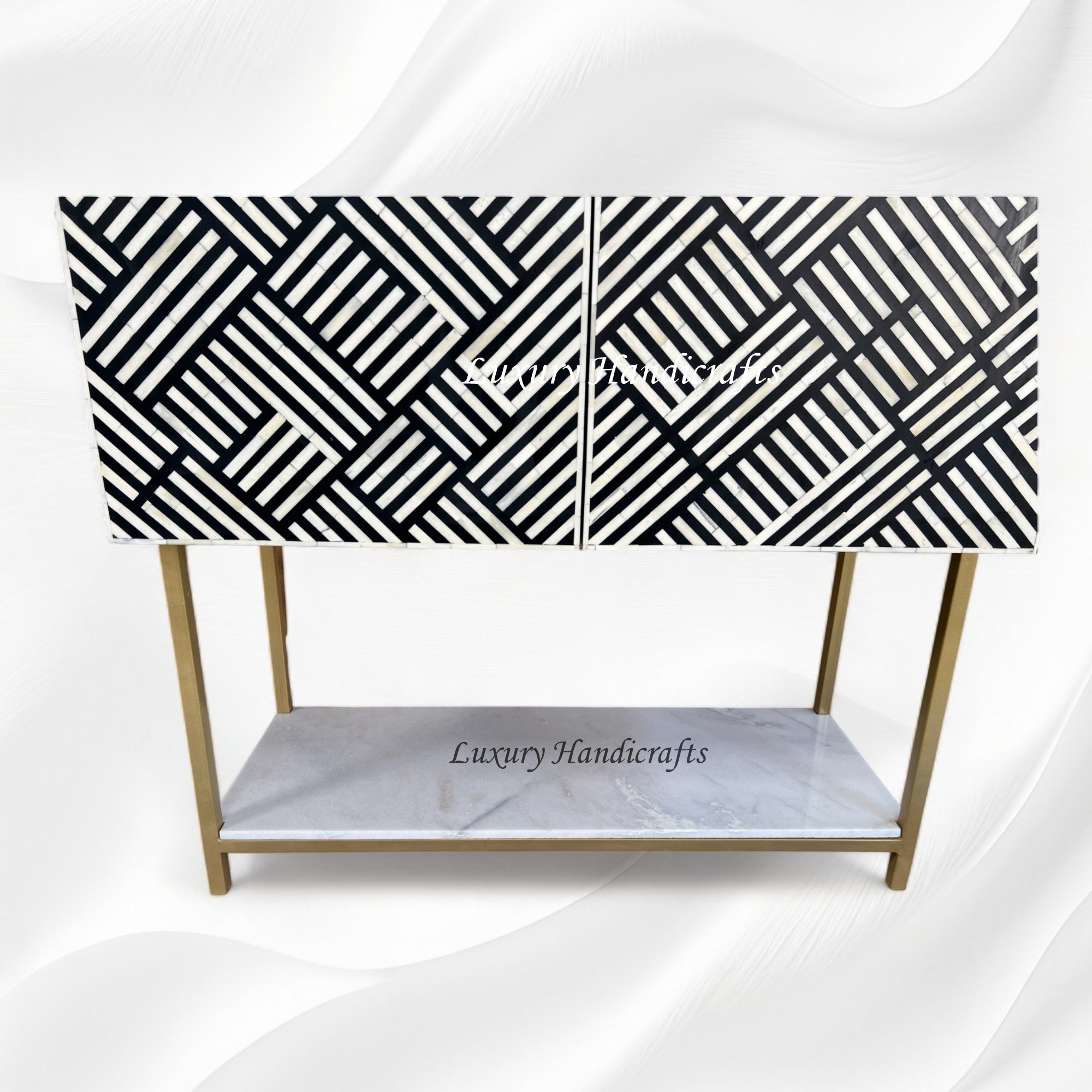 Thea Bone Inlay Bar Cabinet Optical Black 5