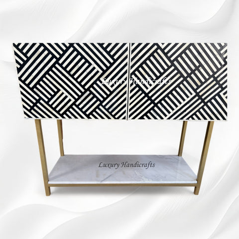 Thea Bone Inlay Bar Cabinet Optical Black 5
