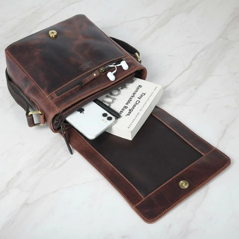 Vintage Brown Unisex Crossbody Messenger Bag