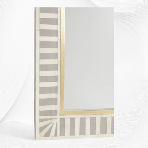 Waterfall Bone Inlay Floor Mirror Grey 2