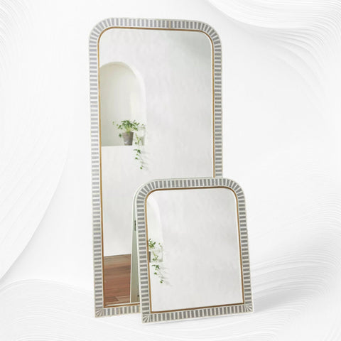 Waterfall Bone Inlay Floor Mirror Grey 4