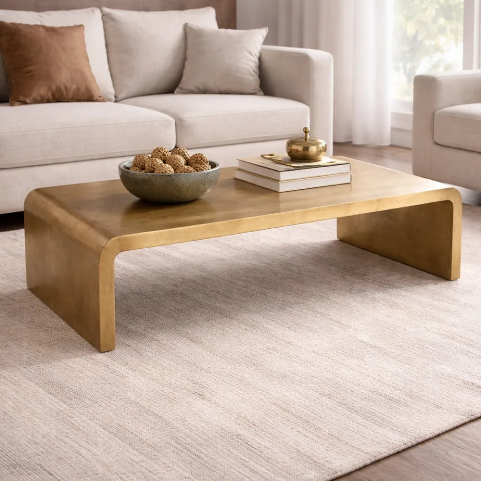 Waterfall Antique Brass Coffee Table
