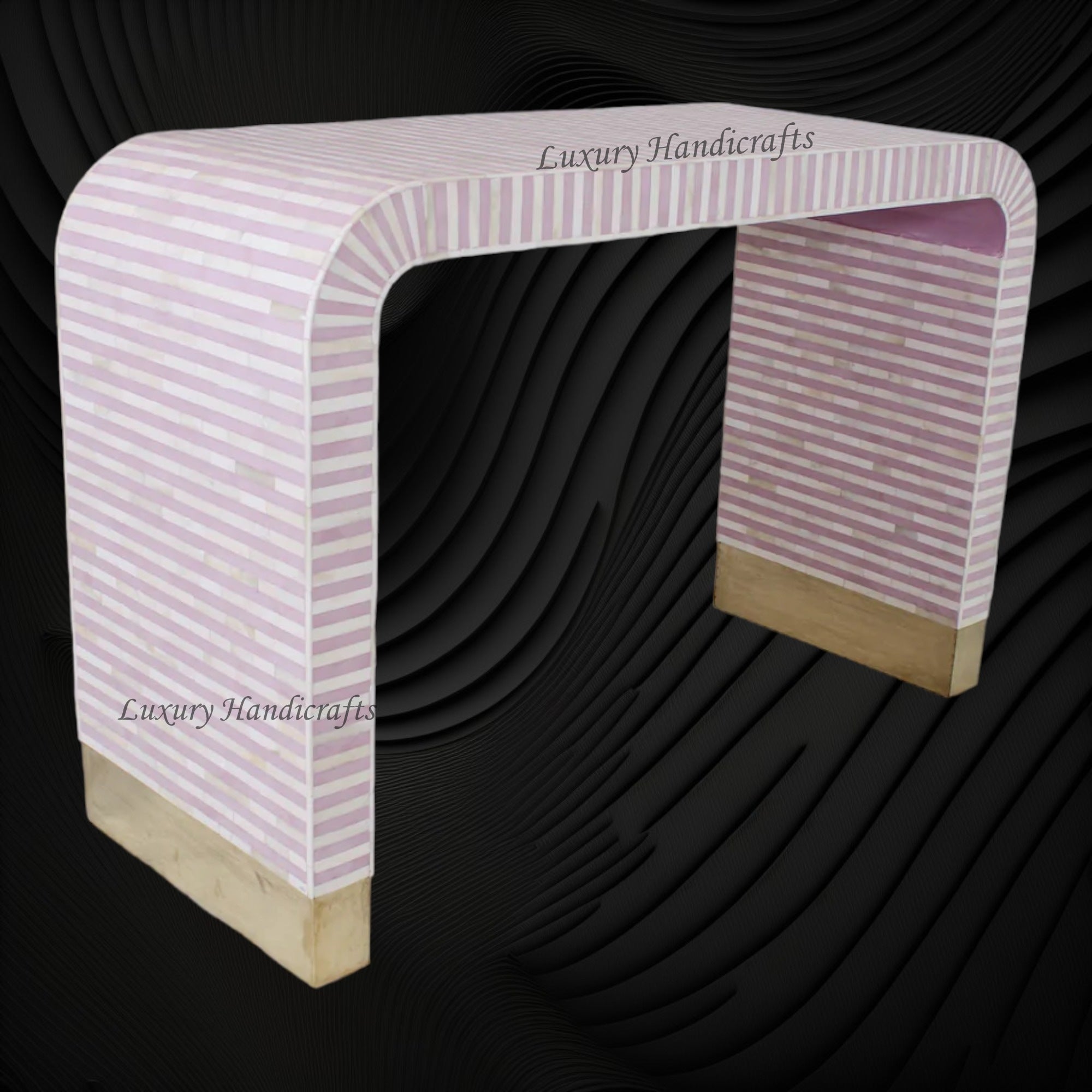 Waterfall Bone Inlay Console Table Pink
